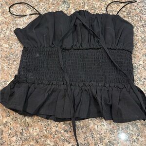 HYFVE‎ Black Ruffled Camisole Top